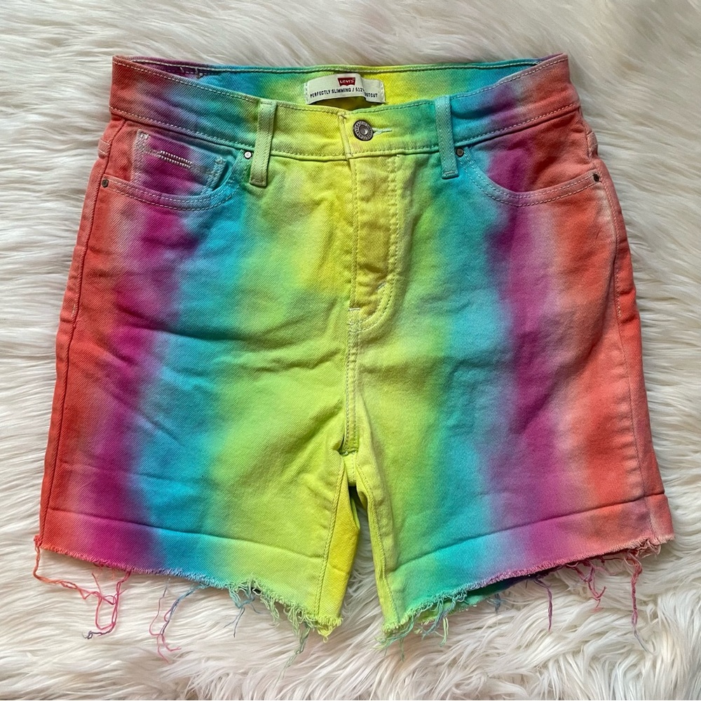 Custom Tie Dye Levi’s High Waisted Festival Shorts Size 10